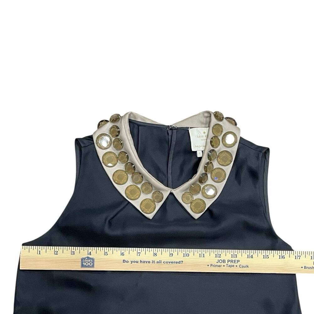 KATE SPADE Size 2 Harlow Jeweled Peter Pan Collar Sleeveless Shift Dress *READ* - Picture 8 of 9